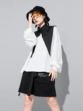 Women Suit Collar Stitching Loose Two Piece Blouse